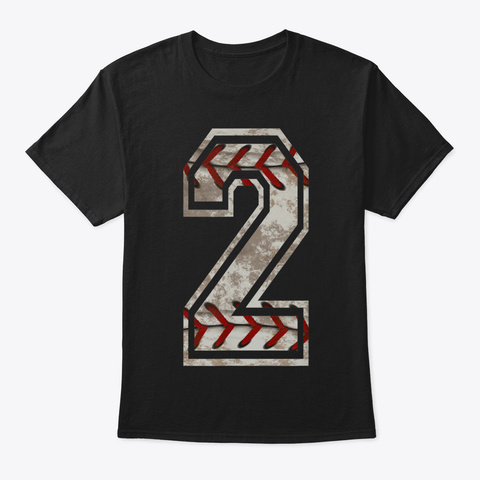 Baseball Jersey Number 2 Vintage Distres Black T-Shirt Front