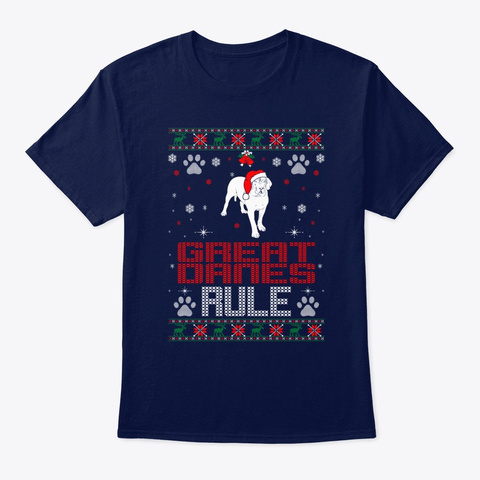 Great Danes Rule Christmas Ugly Sweater Navy T-Shirt Front