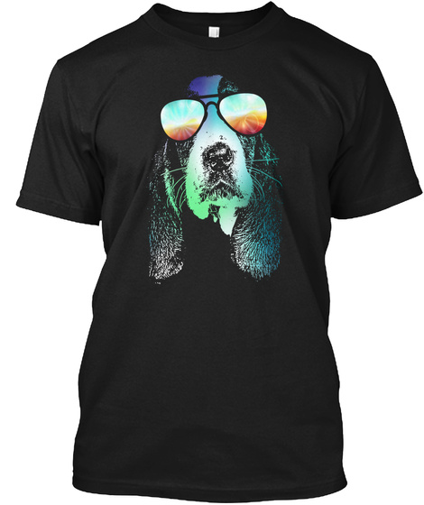 Basset Hound Neon T Shirt Black T-Shirt Front
