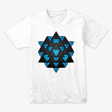 3 D 64 Tetrahedron Grid Series   Blue White T-Shirt Front