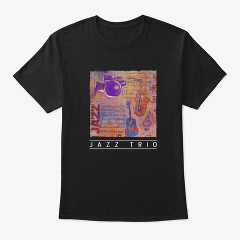 Jazz Collage Painting Design Black T-Shirt Front