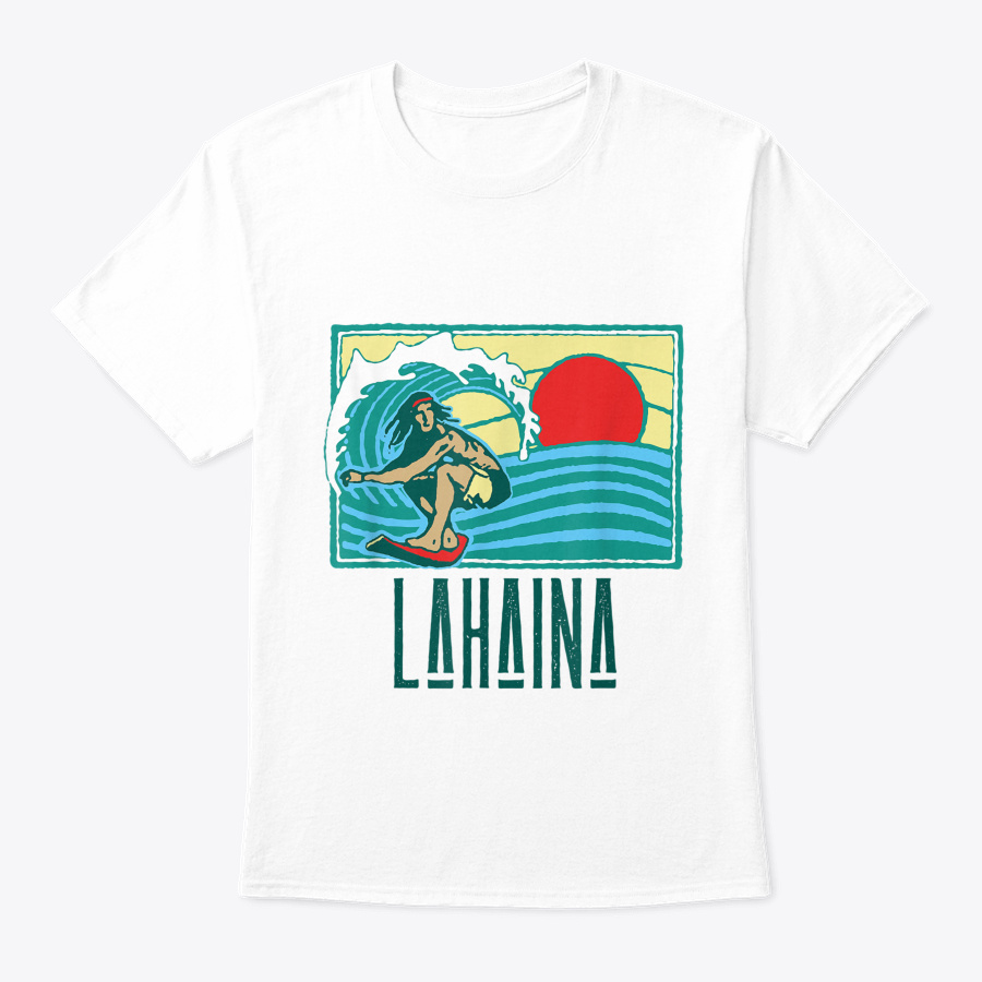 Lahaina Hawaii Vintage Surfer & Wave Ret Unisex Tshirt