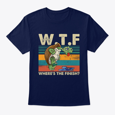 Wtf Where's The Finish Vintage Running  Navy T-Shirt Front