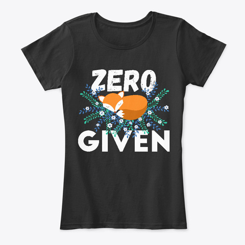 Zero Fox Given Sleeping Fox With Flowers Black T-Shirt Front