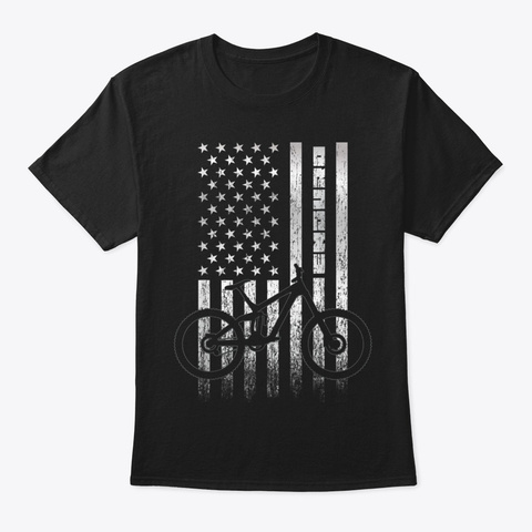 Mountain Bike 4th July Independence Day Black T-Shirt Front
