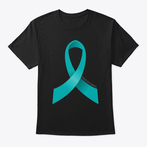Ovarian Cancer Awareness Ribbon Black T-Shirt Front