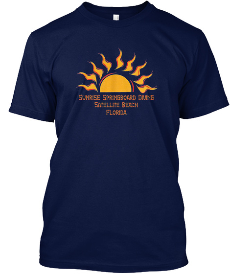 Sunrise Springboard Diving Satellite Beach Florida Navy T-Shirt Front