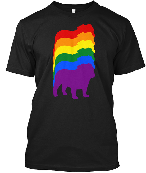 Bulldog Rainbow Black T-Shirt Front