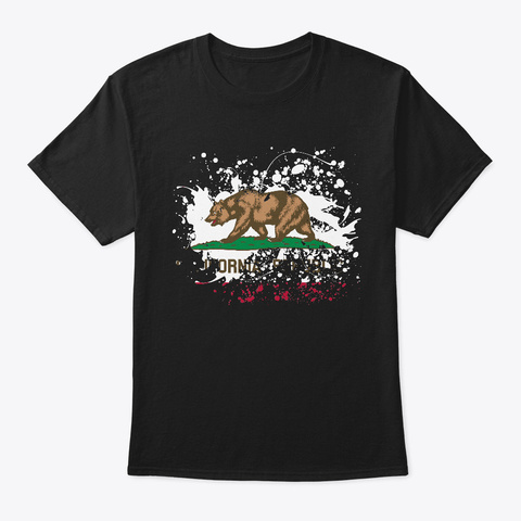 California Flag Bear Paint Art Shirt Men Black T-Shirt Front