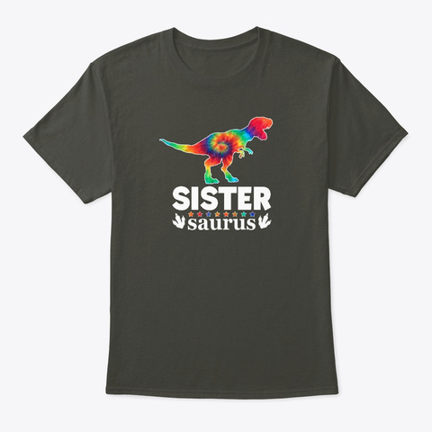 Sister Saurus Family Dinosaur Smoke Gray T-Shirt Front