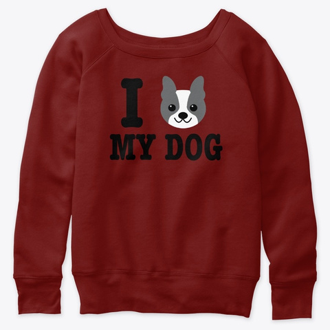 I Love My Dog Boston Terrier Lover Dark Red Triblend T-Shirt Front