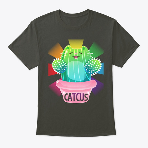 Catcus Cactus Cat Pun Smoke Gray T-Shirt Front