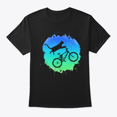 Cat Bike Motor Rider Biker Cyclist Black T-Shirt Front