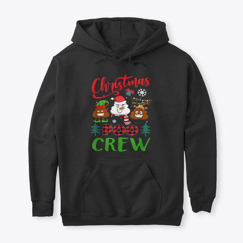Christmas Poo Crew  Funny Poop Emoji Black T-Shirt Front