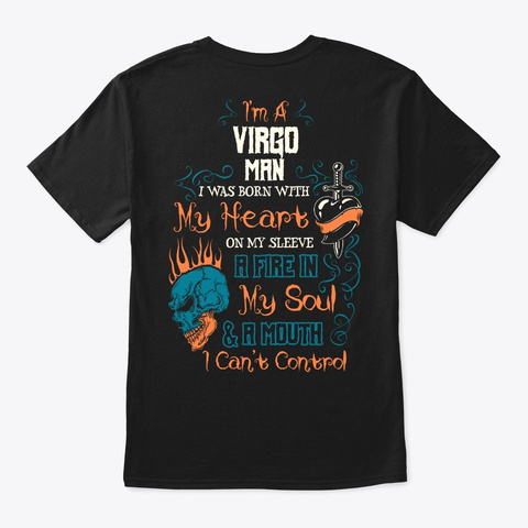 Was Born Virgo Man Shirt Black T-Shirt Back