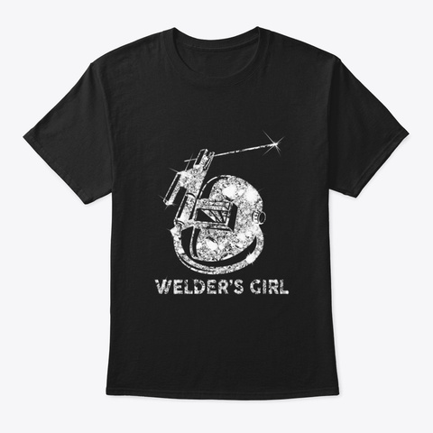 Awesome Welder's Girl Diamond Background Black T-Shirt Front