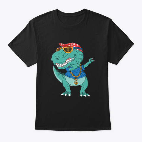 Awesome Dabbing Dinosaur Black T-Shirt Front