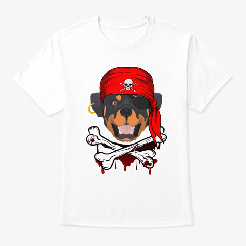 Rottie Dog Pirate Halloween Costume Tee White T-Shirt Front