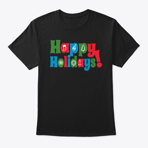 Happy Holiday Hanukkah Black T-Shirt Front
