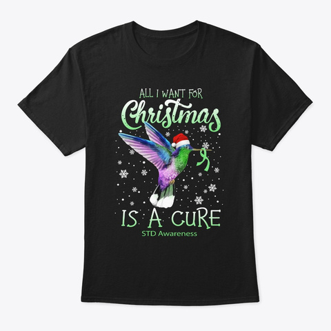 Christmas Cure Std Awareness Fight Hope Black T-Shirt Front