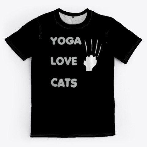 Yoga  Love  Cats Black T-Shirt Front