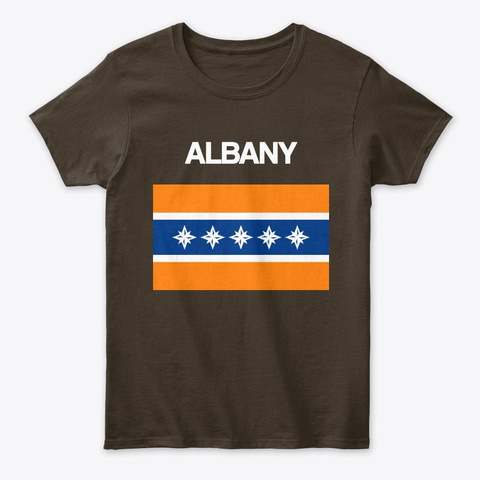 Albany Flag Merchandise Dark Chocolate T-Shirt Front