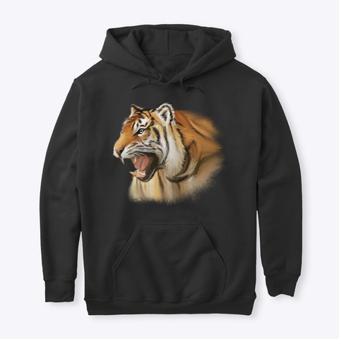 Tiger Pullover Hoodie  Black T-Shirt Front