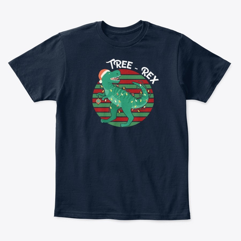 Tree Rex Christmas New Navy T-Shirt Front