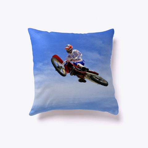 Red Dirt Bike Motocross Racing Pillow Black Kaos Front