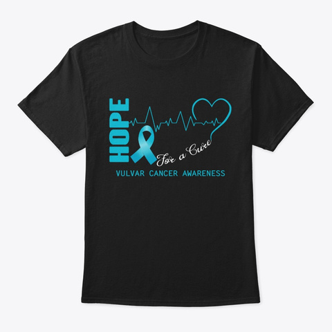 Hope For A Cure Vulvar Cancer Awareness Black T-Shirt Front