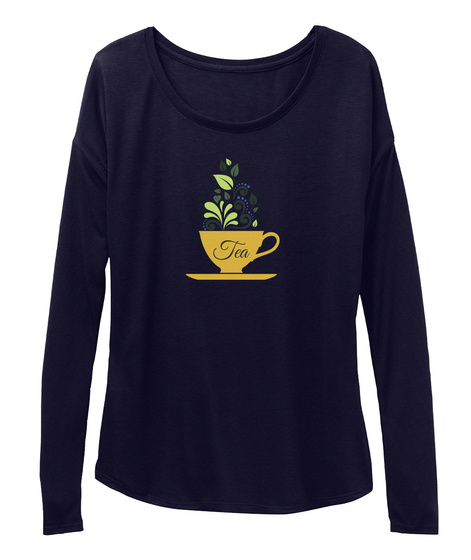Womens Tea Cup Long Sleeve Midnight T-Shirt Front