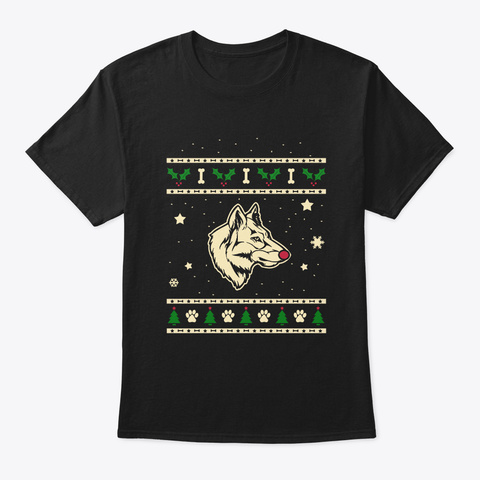 Christmas Czechoslovak Wolfdog Gift Black T-Shirt Front