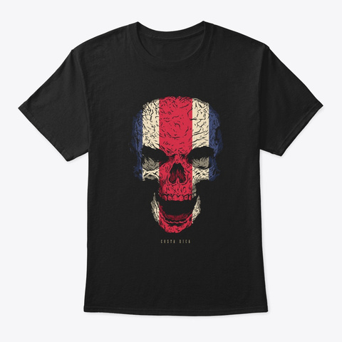 Skull Costa Rica Flag Skeleton Black T-Shirt Front