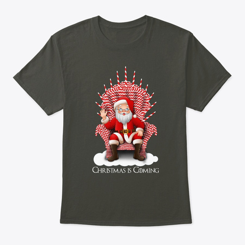Santa Candy Cane Throne Funny Christmas Smoke Gray áo T-Shirt Front