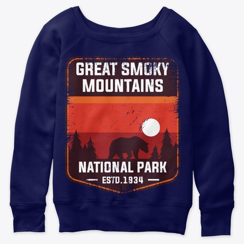 Vintage Retro Great Smoky Mountains Navy  T-Shirt Front