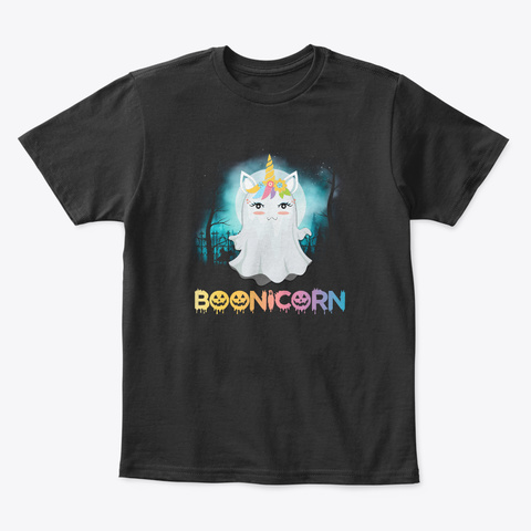 Boonicorn Ghost Unicorn Halloween Gift Black T-Shirt Front