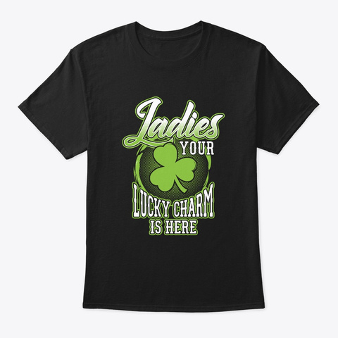 St. Patrick's Day Lucky Irish Clover Black T-Shirt Front