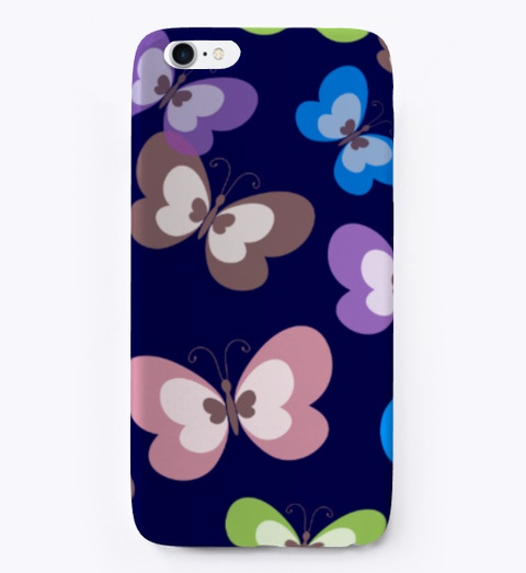 Mobile Phone Cover Buterfly Design Dark Navy T-Shirt Front