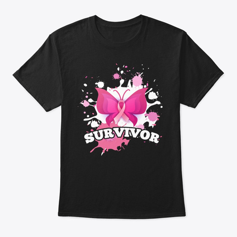 I Am A Survivor Breast Cancer Awareness Black T-Shirt Front