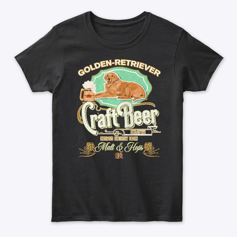 Golden Retriever Gifts Dog Beer Lover Black T-Shirt Front