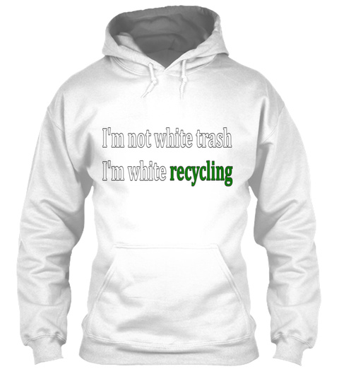 White Recycling   Womens V Neck Tri Blen White T-Shirt Front