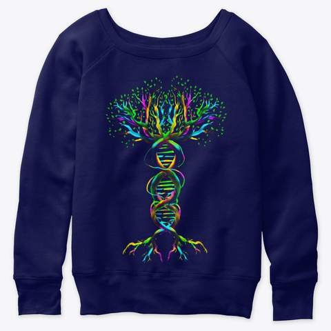 Cool Dna Tree Plant Genealogy Student Navy  T-Shirt Front