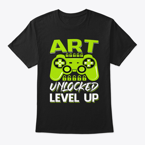 Art Unlocked Level Up Black T-Shirt Front