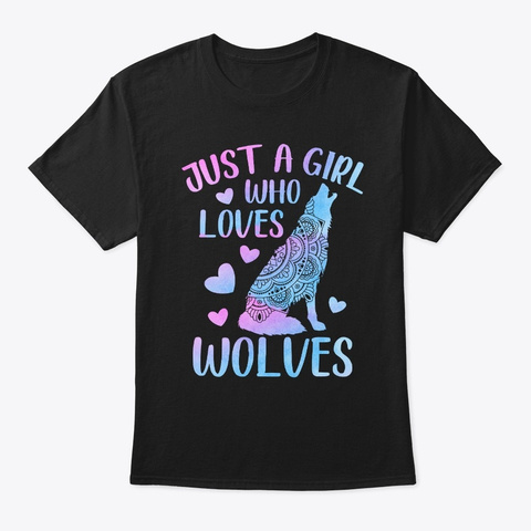 Loves Wolves Wolf Ornament Wolf Lover Gi Black T-Shirt Front