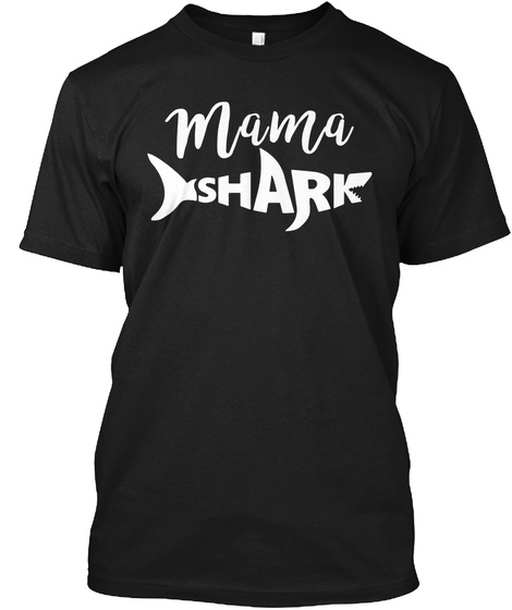 Mama Shark Black T-Shirt Front