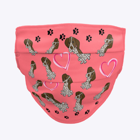Cute German Shorthaired Pointer Mask Coral T-Shirt Front
