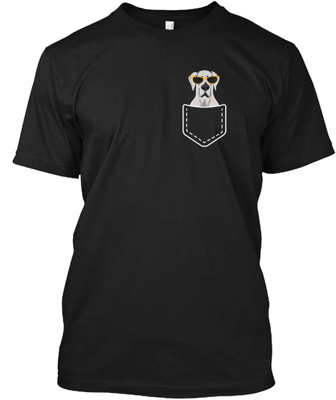 Dog In Your Pocket Great Dane With Glass Black T-Shirt Front