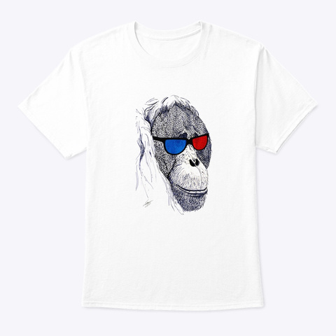 Hipster Orangutan  White T-Shirt Front
