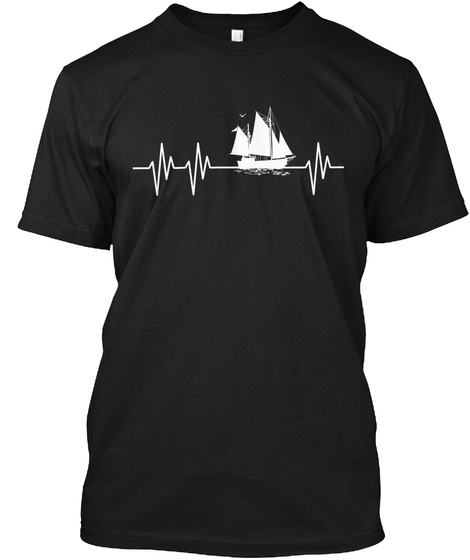 The Sailing Heartbeat Black T-Shirt Front