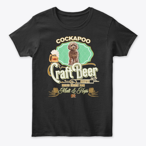 Brown Cockapoo Gifts Dog Beer Lover Black Camiseta Front